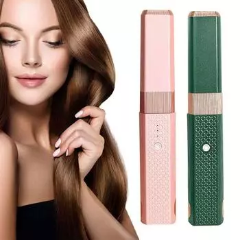 Мини-выпрямитель для волос Anti-Burn, не повреждает волосы, 2 в 1, щипцы для завивки волос, дорожный зелёный