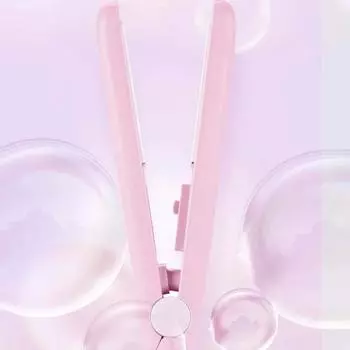 Мини-выпрямитель для волос с зажимом, маленькая вилка для завивки волос, прямые волосы для девочек, воздушные челки, портативный выпрямитель для волос розовый