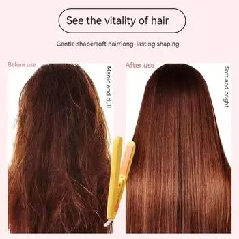 Мини-выпрямитель для волос с зажимом, маленькая вилка для завивки волос, прямые волосы для девочек, воздушные челки, портативный выпрямитель для волос жёлтый