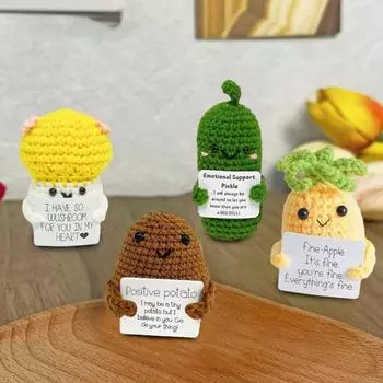 Мини забавная позитивная кукла-картошка, брелок, эмоциональный соленый огурец, баклажан, перец, вязаная игрушка
