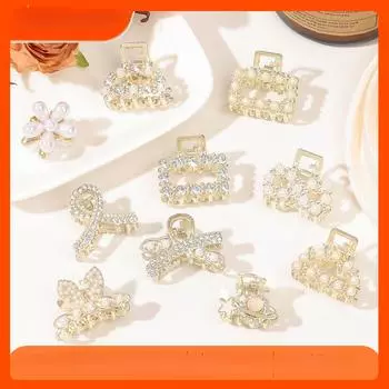 Мини-заколка для волос со стразами и жемчугом в стиле ретро с бриллиантами и цветком-звездой для женщин и девочек, заколка-краб, маленькие шпильки, аксессуары для волос в виде крабов