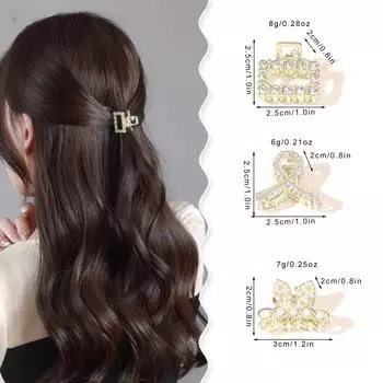 Мини-заколка для волос со стразами и жемчугом в стиле ретро с бриллиантами и цветком-звездой для женщин и девочек, заколка-краб, маленькие шпильки, аксессуары для волос в виде крабов