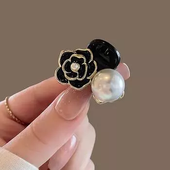 Мини-заколки для волос с искусственным жемчугом и цветком, элегантные заколки для волос, милые зажимы для челки