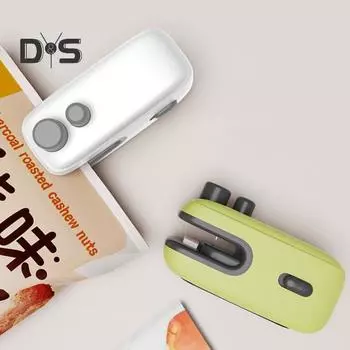 Мини-запайщик и резак для пакетов, USB-перезаряжаемый термосварочный инструмент для закусок, овощей, портативный ручной запайщик для продуктов питания синий