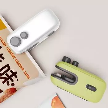 Мини-запайщик и резак для пакетов, USB-перезаряжаемый термосварочный инструмент для закусок, овощей, портативный ручной запайщик для продуктов питания белый