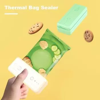 Мини-запайщик и резак для пакетов, заряжаемый через USB, 2 в 1, машина для запечатывания пластиковых пакетов, портативный инструмент для термосварки с магнитной задней частью белый