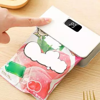 Мини-запайщик и резак с LED-дисплеем, USB-запайщик для пакетов с чипсами, портативный запайщик пластиковых пакетов, аккумулятор 1600 мАч белый