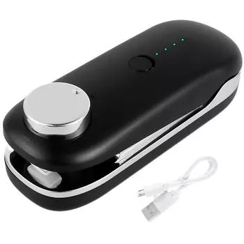 Мини-запайщик пакетов 1200 мАч 2 в 1, ручной термосварщик с резаком и магнитом, USB перезаряжаемая мини-запайочная машина, портативная закуска чёрный