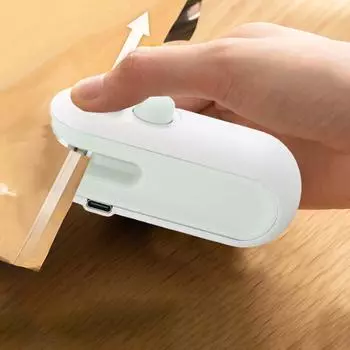 Мини-запайщик пакетов 2 в 1, термосварщик для закусок, перезаряжаемый ручной запайщик пластиковых пакетов, портативный термовакуумный упаковщик для пластиковых пакетов, пакеты для чипсов, еда S зелёный