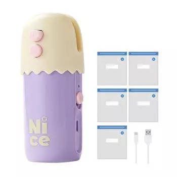 Мини-запайщик пакетов 3-в-1 Вакуумный запайщик для закусок Хранение продуктов Портативный Перезаряжаемый Бытовой Запайщик фиолетовый