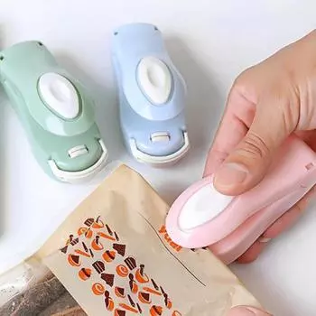 Мини-запайщик пакетов, инструмент для термосварки, машина для запайки, портативный портативный аккумулятор 2-в-1 с USB-батарейкой зелёный