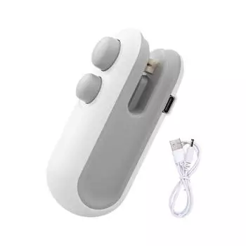 Мини-запайщик пакетов с резаком, магнитный USB-перезаряжаемый портативный вакуумный пакет для закусок, машина для термосварки, открывалка для запечатывания, кухонный гаджет белый