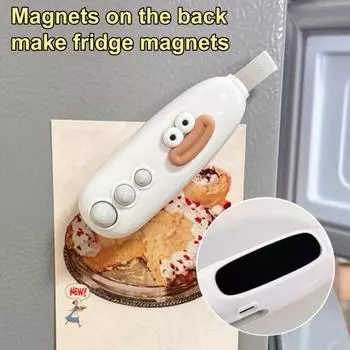 Мини-запайщик пакетов с резаком, перезаряжаемая машина для термосварки, магнитный запайщик для пластиковых пакетов, портативный магазин закусок белый