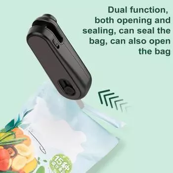 Мини-запайщик пакетов с резаком, перезаряжаемая термосварочная машина 1200 мАч, портативный запайщик для пакетов белый