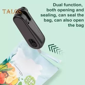 Мини-запайщик пакетов с резаком, перезаряжаемая термосварочная машина 1200 мАч, портативный запайщик для закусок и хранения продуктов белый