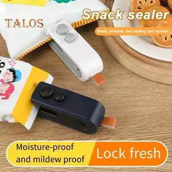 Мини-запайщик пакетов USB перезаряжаемый резак для пакетов 2 в 1 Портативная перезаряжаемая вакуумная машина для запечатывания пакетов для пищевых продуктов Закуски Чипсы Хранение свежих продуктов темно-синий