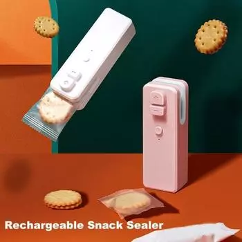 Мини-запайщик, запайщик, USB-зарядный термосварочный инструмент, портативный запайщик и резак для пластиковых пакетов, пакетов для закусок, сохраняющих свежесть продуктов питания белый