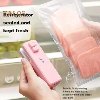 Мини-запайщик, запечатывающая машина, USB-перезаряжаемый инструмент для термосварки, портативный запайщик и резак для пластиковых пакетов, пакеты с закусками, сохраняют свежесть еды, кухня серый