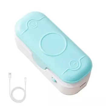 Мини-запечатывающая машина 2 в 1, дизайнерский запайщик пакетов с резаком, удобная машина запечатывания пищевых продуктов для домашней кухни синий