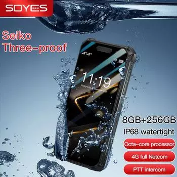 Мини-защищенный смартфон SOYES S10 Max, 3,5-дюймовый восьмиъядерный процессор Android 10, две SIM-карты, 2400 мАч, мобильный телефон с идентификацией лица по отпечатку пальца, 4G LTE 6GB+128GB чёрный