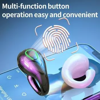 Мини-зажим для ушей Беспроводная гарнитура TWS Bluetooth 5.3 HIFI Стерео Музыкальные наушники Серьги с одним ухом Бизнес-наушники с сенсорным управлением Наушники для киберспорта Single ear чёрный