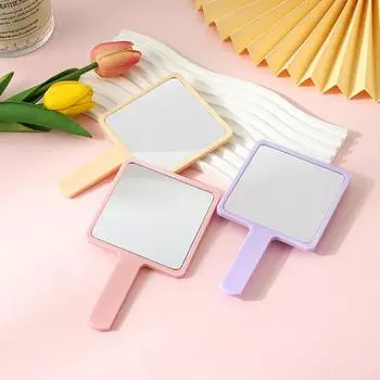 Мини-зеркало для макияжа, квадратное, с ручкой, портативное, милый подарок для девушки, карманное, компактное, несколько цветов фиолетовый