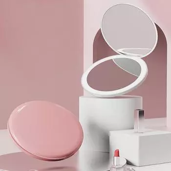 Мини-зеркало для макияжа со светодиодной подсветкой, круглое портативное складное маленькое зеркало, зеркало для макияжа, модель зарядки с подсветкой белый