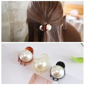 Мини-жемчужные крабовые заколки для волос для женщин и девочек, заколки для волос, женский инструмент для мытья макияжа чёрный