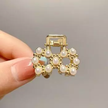 Мини-жемчужный коготь для женщин и девочек, ретро-цветочный зажим для волос в виде краба, маленькие заколки для волос, аксессуары для волос в виде краба для девочек