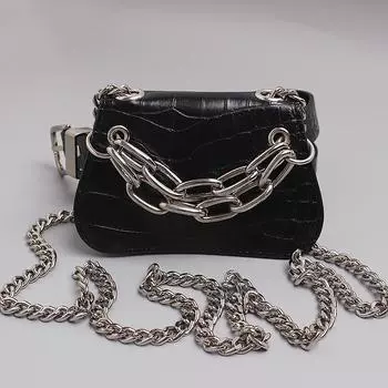 Мини женская поясная сумка из искусственной кожи с крокодиловым узором, толстая цепочка, дикие поясные сумки, женские маленькие сумки-клапаны через плечо для помады
