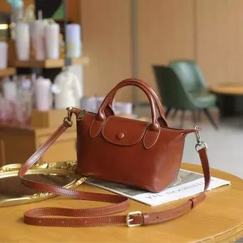 Мини-женские сумки из натуральной кожи на ремне, кошелек из коровьей кожи, сумка через плечо, винтажная маленькая сумка, сумки для пельменей коричневый