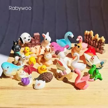 Мини-животные 3 фигурки Маленькая утка Птица Фея Сад Миниатюрный ландшафт Террариум Мох Смола Ремесло Домашний декор DIY Аксессуары