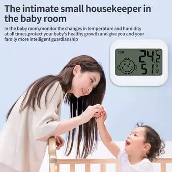 Мини ЖК-цифровой термометр, гигрометр, электронный измеритель температуры и влажности для помещения, датчик метеостанции для дома белый