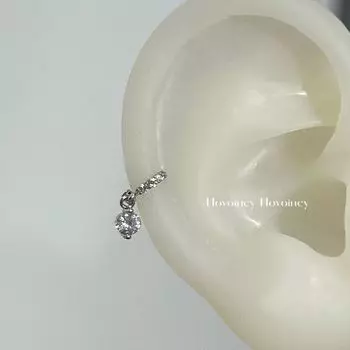 Mini Zircon Small Ear Ring Super Flash Drop Pendant Ear Clip Edge Ear Bone Stud round Diamond Earrings Small Ear Stud Earrings for Women Water Drop Zircon Earring [Pair]]