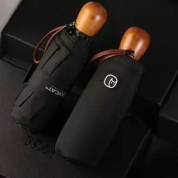 Мини-зонт для женщин, детей и мужчин, карманный зонт, зонт с деревянной ручкой, ветрозащитный складной зонт с защитой от ультрафиолета серый