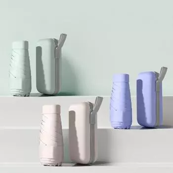 Мини-зонт от солнца, карманный зонт от дождя, анти-УФ-6-складной зонтик, портативный легкий женский и мужской солнцезащитный зонт для путешествий чёрный