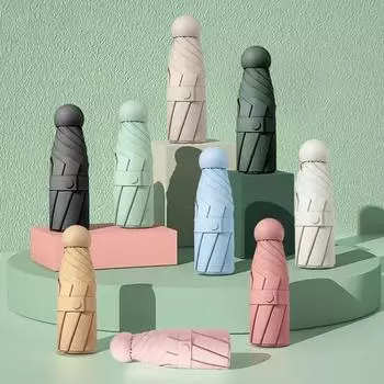 Мини-зонт от солнца, маленький карманный зонт от дождя, складной виниловый зонт с защитой от ультрафиолета, карманный зонтик-капсула