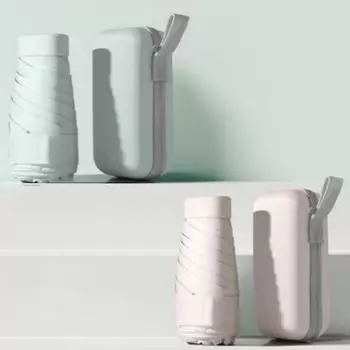 Мини-зонт от солнца, зонт с 6 костями для солнечных и дождливых дней, удобный для путешествий на открытом воздухе и зонт с карманом для хранения розовый