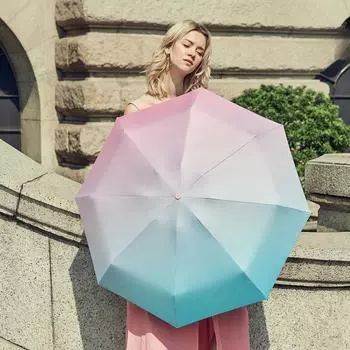 Мини-зонт с градиентом, сверхлегкий солнцезащитный зонт для женщин, карманный капсульный зонт от солнца и дождя двойного назначения