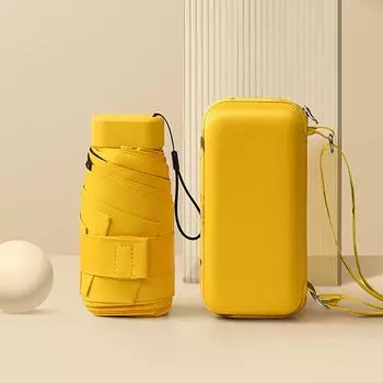 Мини-зонт с плоским складом для женщин, карманный летний зонтик от солнца для женщин, маленькие симпатичные зонтики для девочек с сумкой для хранения красный