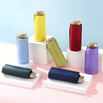 Мини-зонт с пятью сгибами, однотонный цвет, солнцезащитный крем, защита от ультрафиолета, портативный, мужской, женский, модный, дождевой зонт чёрный