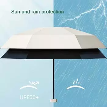 Мини-зонт с защитой от УФ-излучения, портативный солнцезащитный зонт, ветрозащитный, легкий, водонепроницаемый, складной чёрный