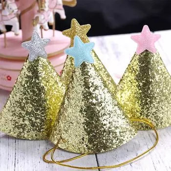 Мини-звезда на день рождения шапка блестящая розовая праздничная вечеринка украшение для детского торта 4 pieces