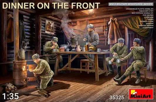 Miniart 5 солдат обедают на передовой пластиковая модель MA35325 1/35