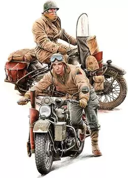 Miniart American Motorcycle 2 набора пластиковая модель MA35422 1/35 солдат/WLA