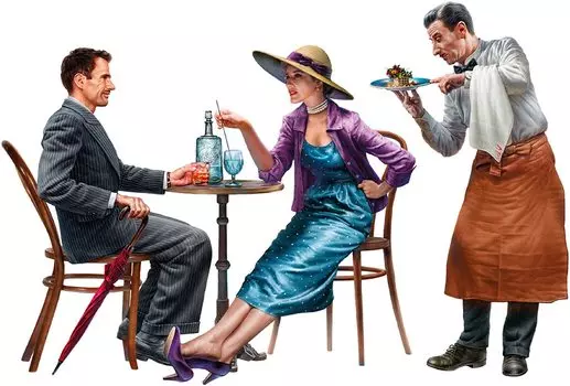 Miniart French Citizen in a Cafe 3 Figures Plastic Model MA38062 1/35 1930s-1940s