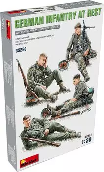 Miniart German Army Infantry Resting 4 Pieces Plastic Model MA35266 1/35