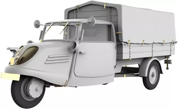 Miniart German Army Tempo E400 High Loader Flatbed Delivery Van Пластиковая модель MA35371 1/35 Трехколесный