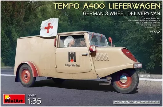 Miniart Germany Tempo A400 Lieferwagen Delivery Van Пластиковая модель MA35382 Литье Цвет 1/35 Трехколесный