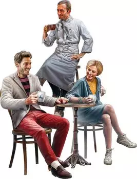 Miniart Modern Cafe and Customer Set 2 3 Фигурки Пластиковая Модель MA38090 1/35